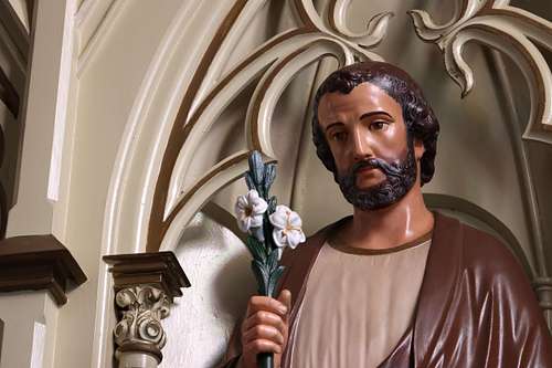 Restored statue of St Joseph for Holy Trinity Catholic Church in Somerset, Ohio.