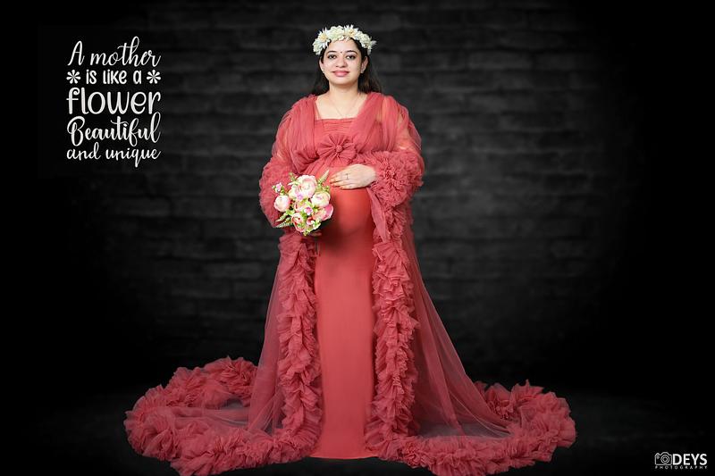 DP018 - Ruffled Peach, Maternity Shoot Gown