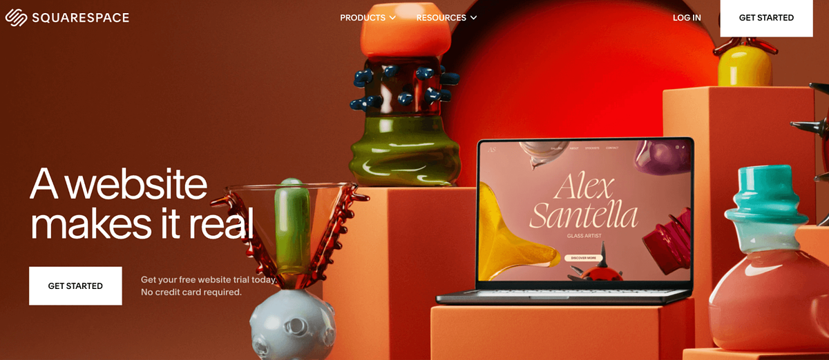 Homepage of Squarespace