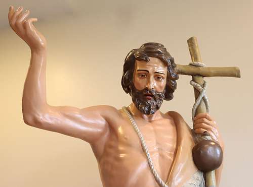 antique plaster statue restoration of saint john the baptist