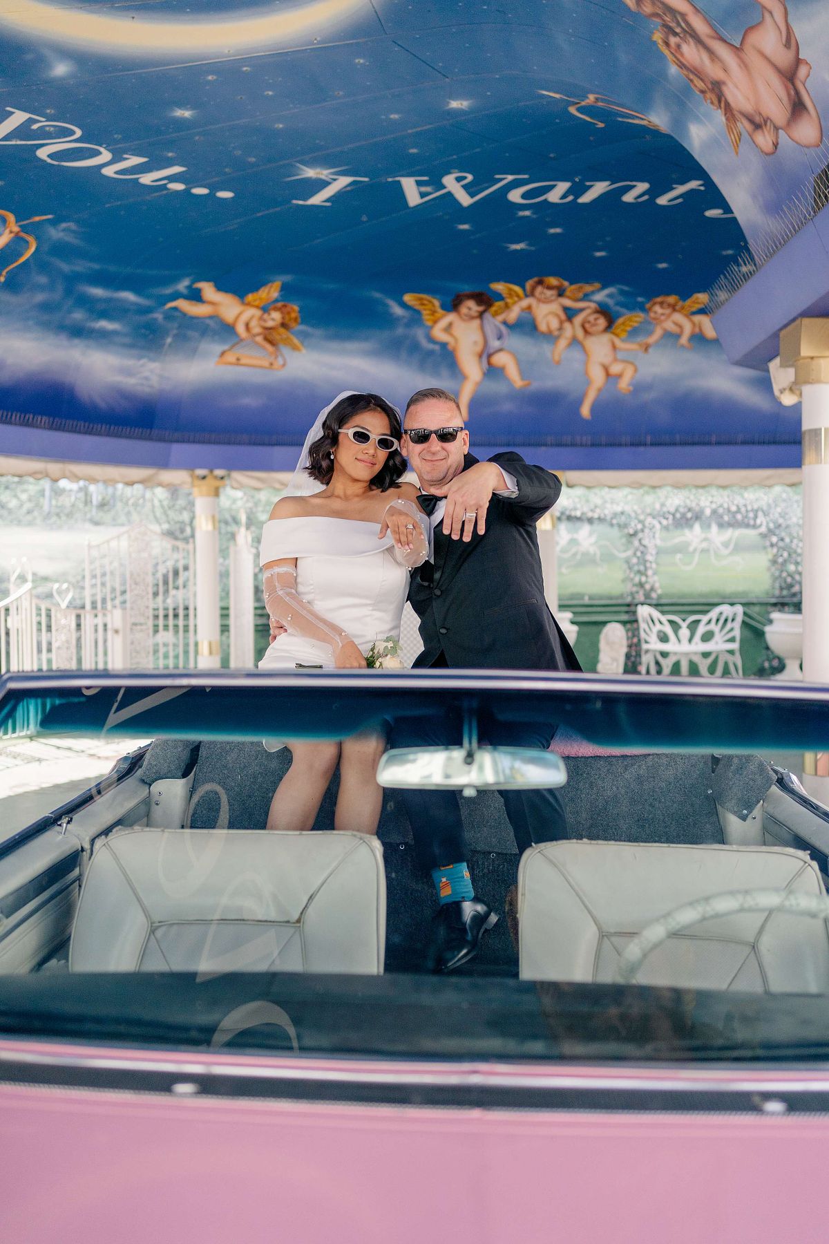 The Pink Cadillac at Little White Chapel, Las Vegas Nevada (Elopement)