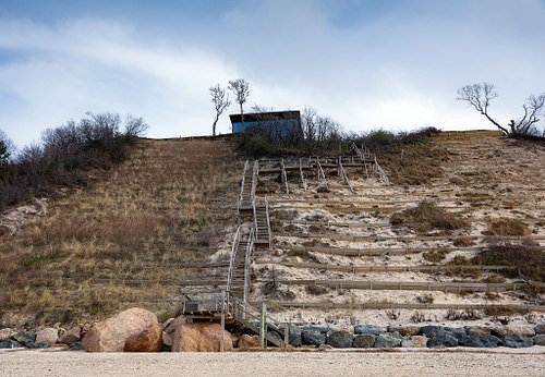 Erosion project on a cliff above Long Island Sound.