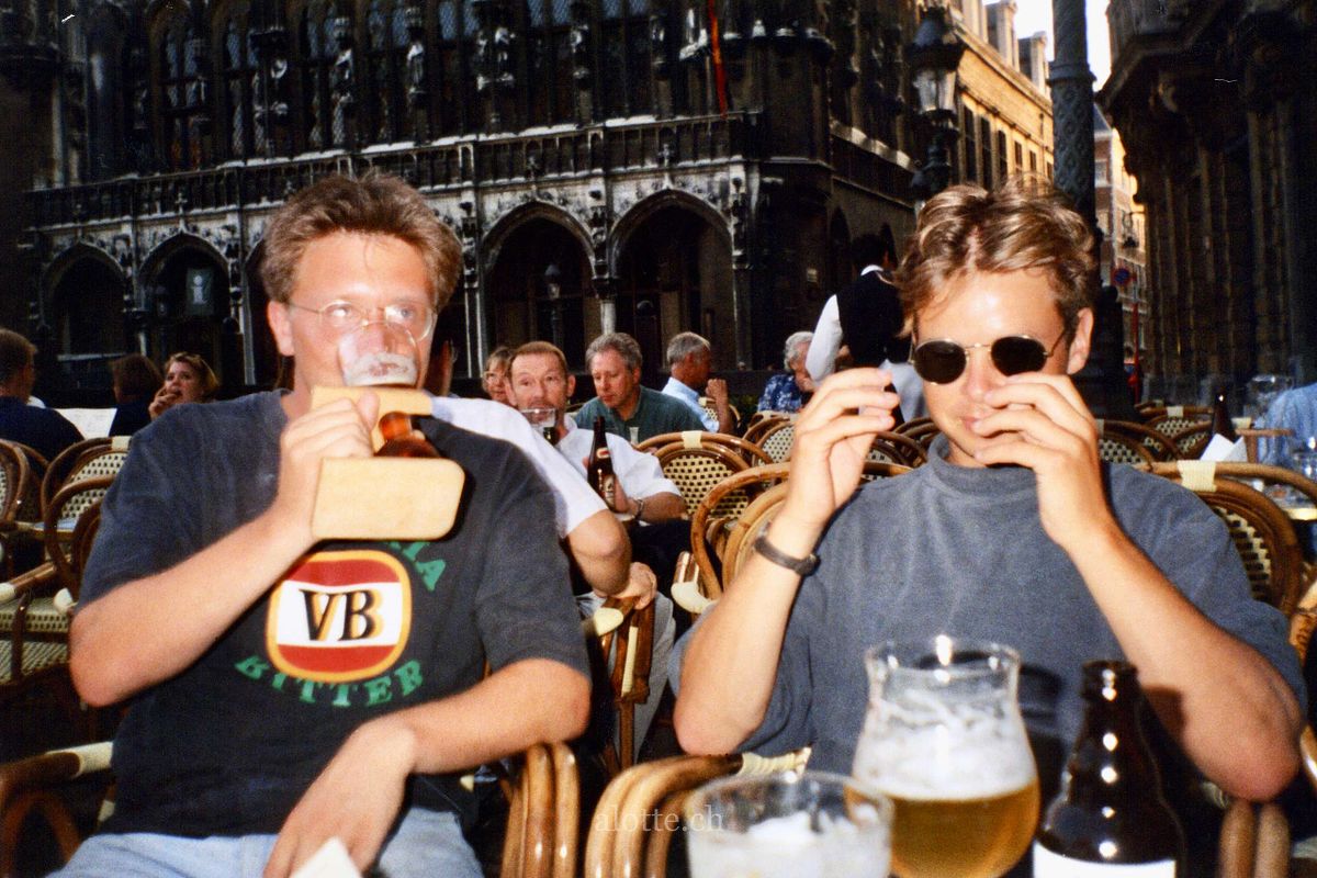 Image of Martin Potter and Matt in Brussels during Interrail Tour summer 1995
