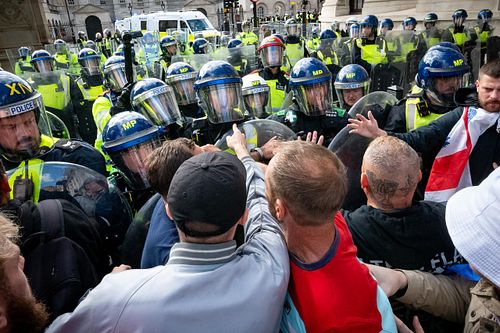 Violent clashes at “Unite the Kingdom” march, London, UK