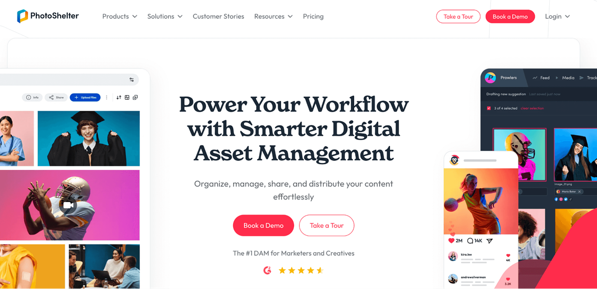 Schermafbeelding van de startpagina van PhotoShelter