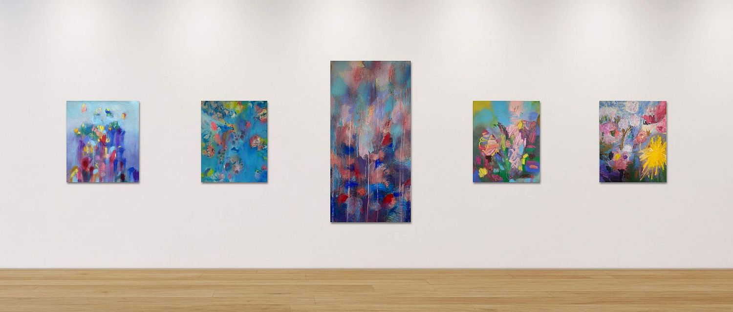 Collection Espaces de Couleur, peintures abstraites color&eacute;es et douces de moyen format