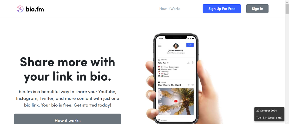 Bio.fm home page