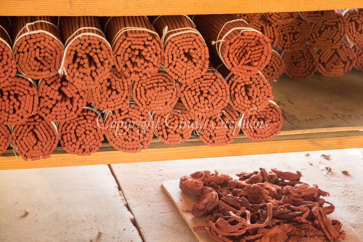 Incense drying on shelf at Kopan Monastery and Nunnery