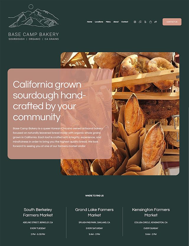 Basecamp Bakery Portfolio Website Examples