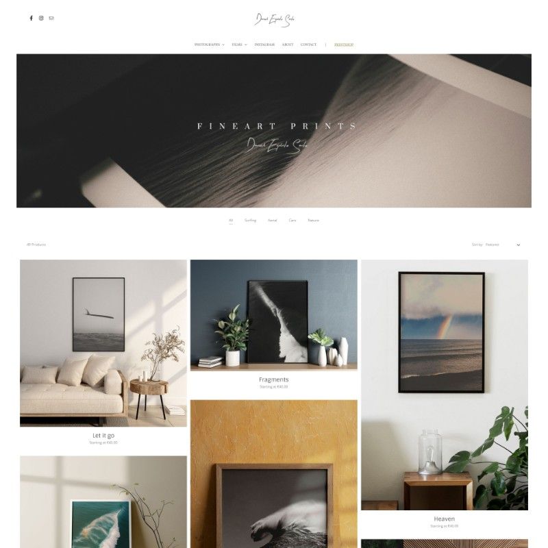 loja de arte online minimalista