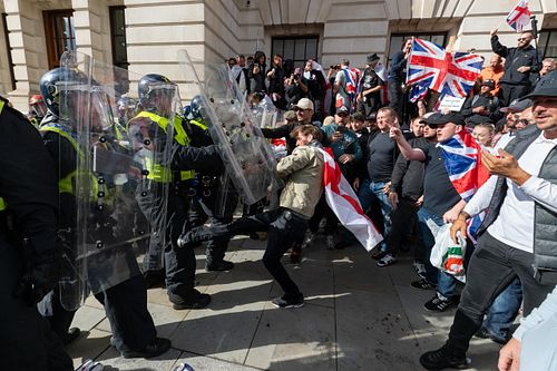 Violent clashes at “Unite the Kingdom” march, London, UK