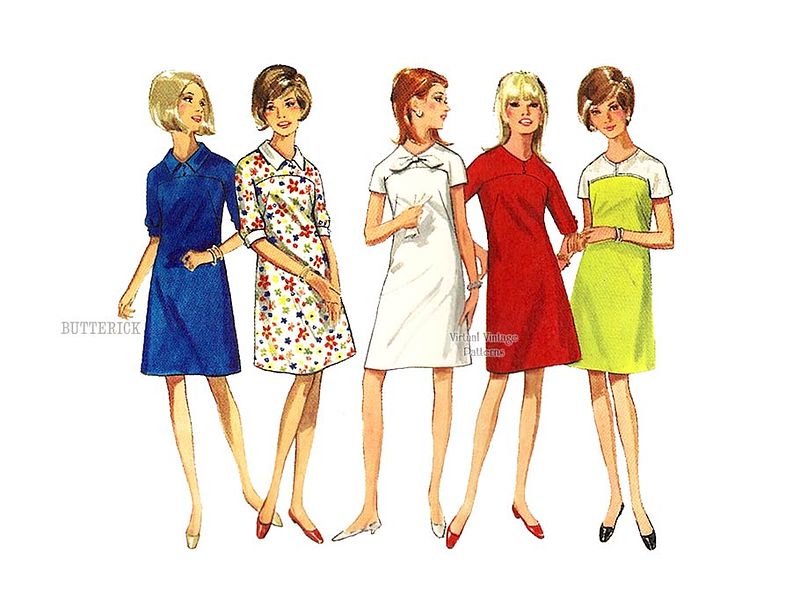 sachin and babi light blue dress 1960s Skimmer Dress Pattern, Butterick 4512