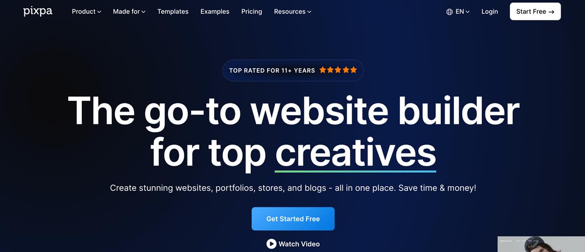 Снимок экрана Pixpaдомашняя страница