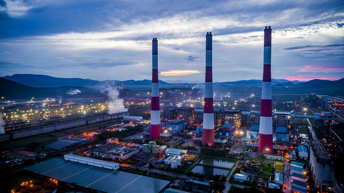 Aerial view of Jindal Steel Plant, showcasing steel production and manufacturing in Odisha, India.