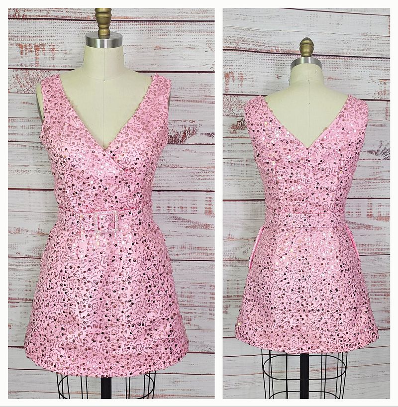 Dyan Cannon 60s Pink Sequin Super Mini Dress