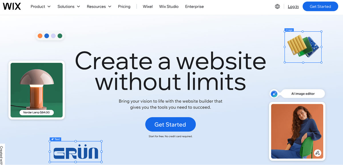 Pagina iniziale di Wix