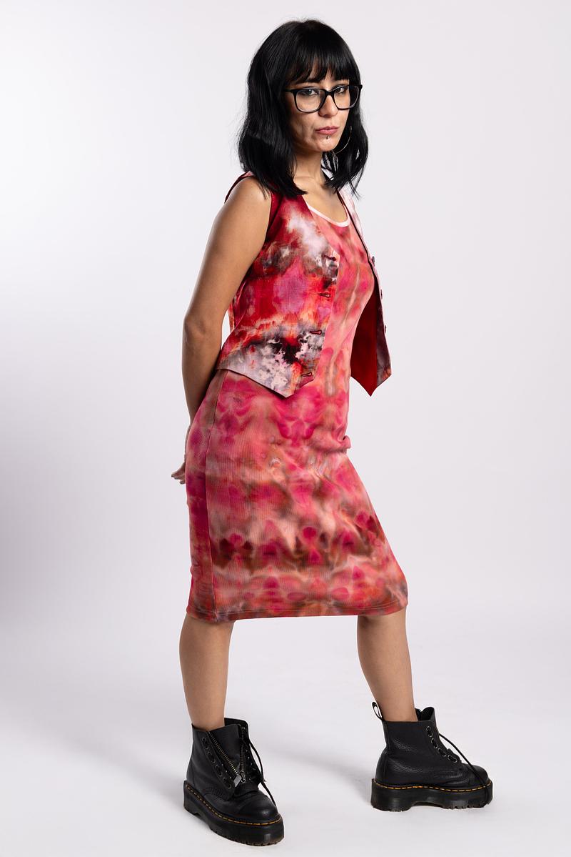Ribbed Dress  -  Rosé Hour (Red)