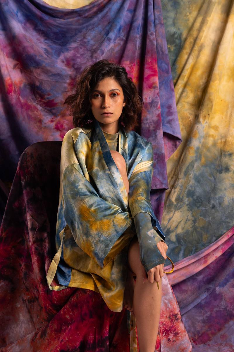 Linen Satin Kimono Jacket - Golden Hour