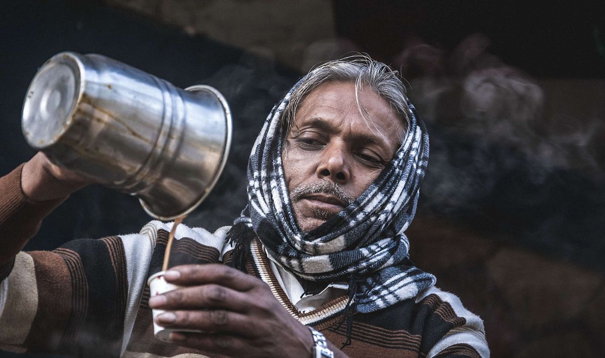 glass of tea, winter, male, portrait, tea maker