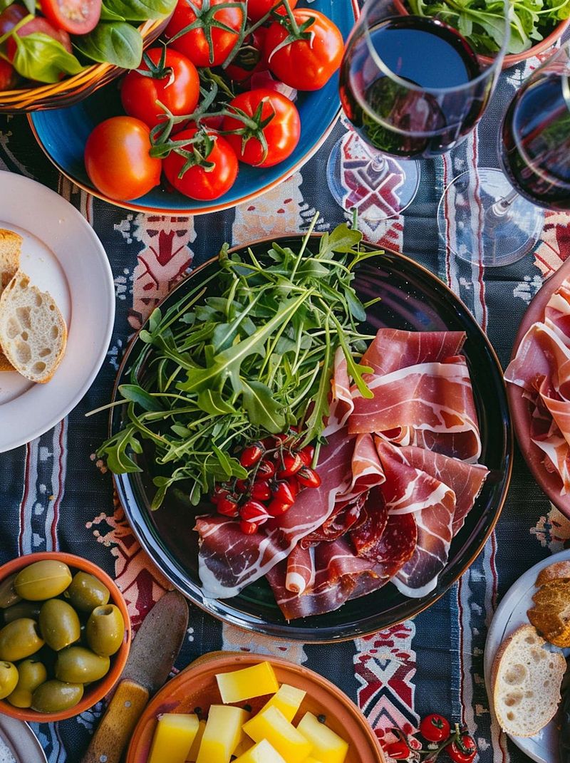 a colorful display of various foods that are fresh and healthy for perimenopause symptoms