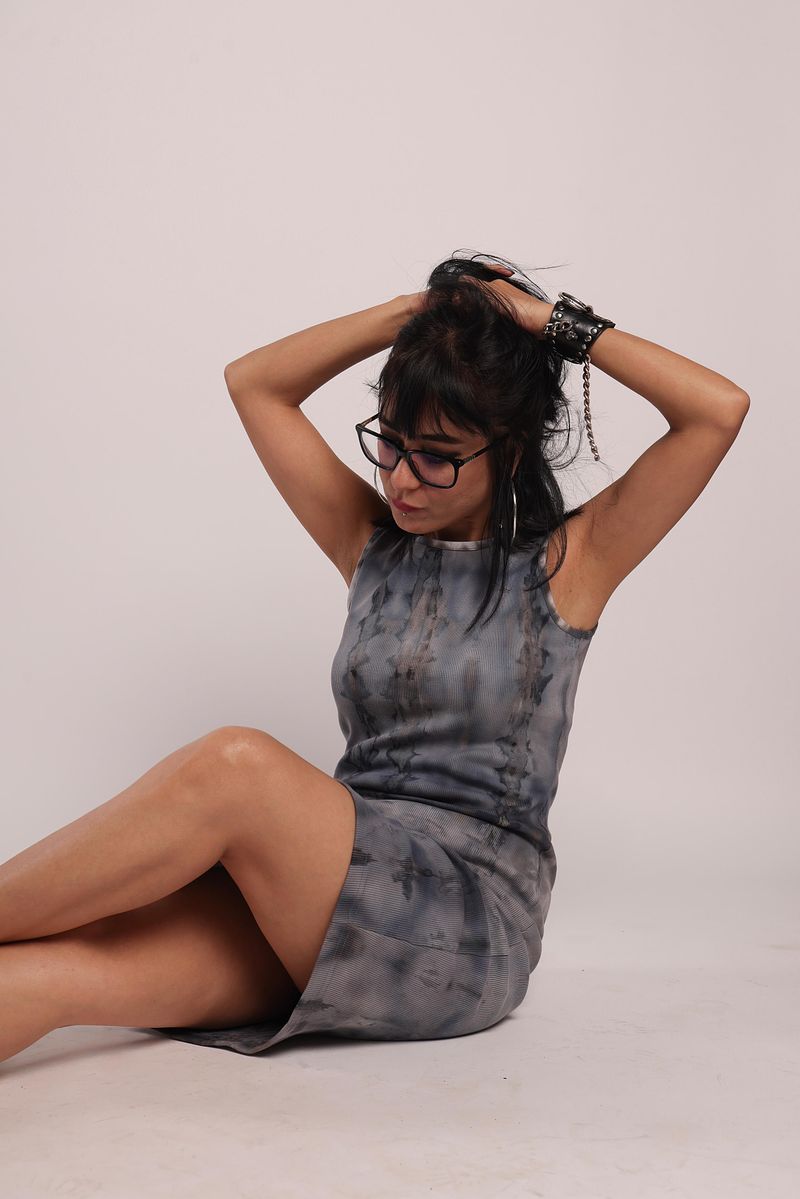 Ribbed Dress Charcoal Night (Gray Black)