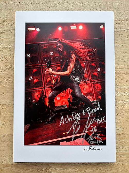 Signed by Dario Lorina of Black Label Society Print on Display