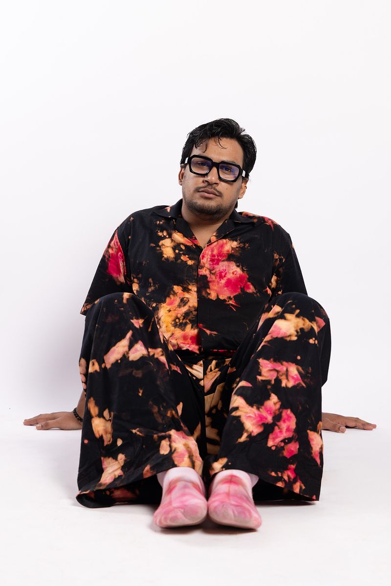 Cuban Collar Shirt Reverse Dyed Eclipse Night (Black Rose)