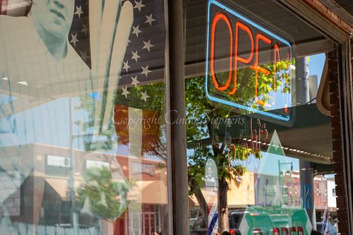 Rusty's All Star Barber Shop American flag Babe Ruth figure civic pride