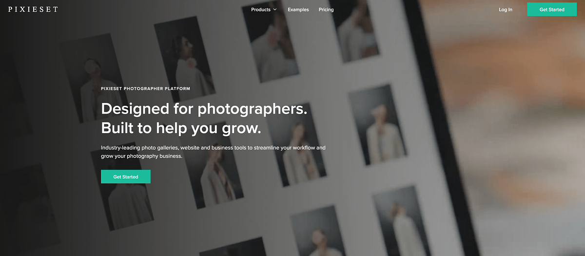Pixieset portfolio and client gallery platform homepage with photography website template