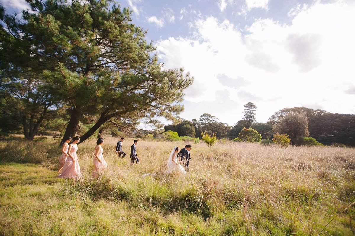 Bridal Party walking into Ash Paddock, Centennial Park.