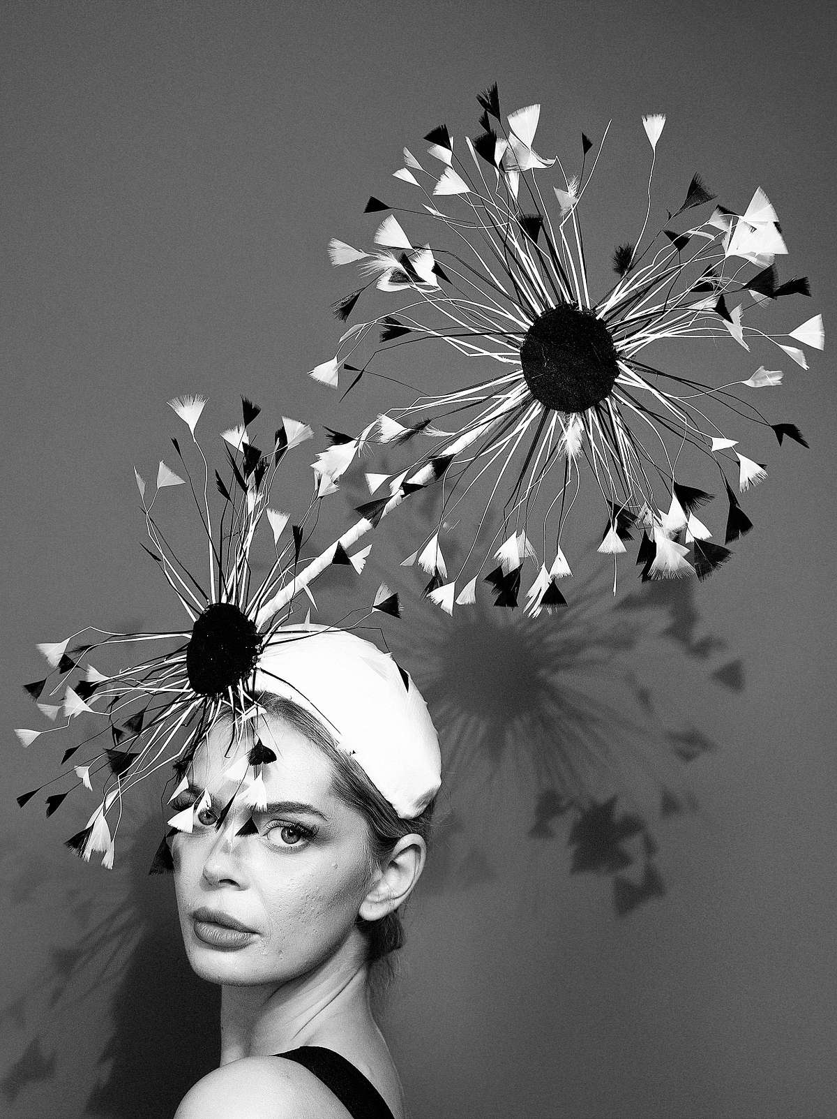 House of Charles - Emma - Black &&nbsp;White Feathers abstract hat - Gibxon Liverpool Headwear @houseof_charles Photography @gibxonportraits Model @emharvexy Mua @bydaisyelizabeth