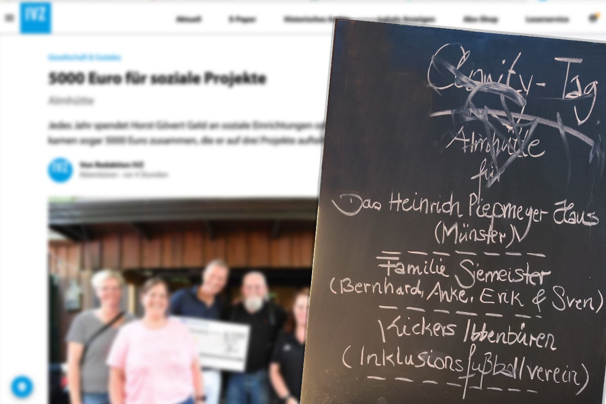 Horst Gövert spendet 5000 Euro an drei Projekte beim Almhütten-Fest.