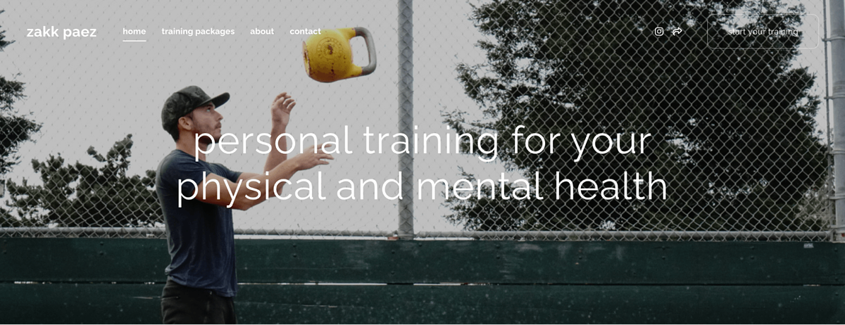Sitio web de entrenamiento personal de Zakk Paez