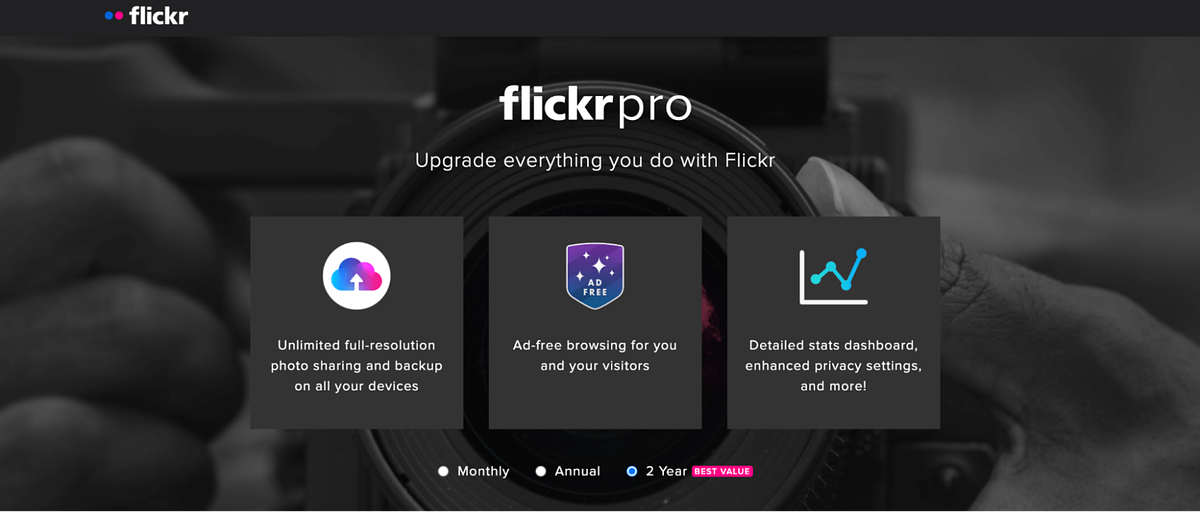 Screenshot des Flickr Pro-Website-Builders