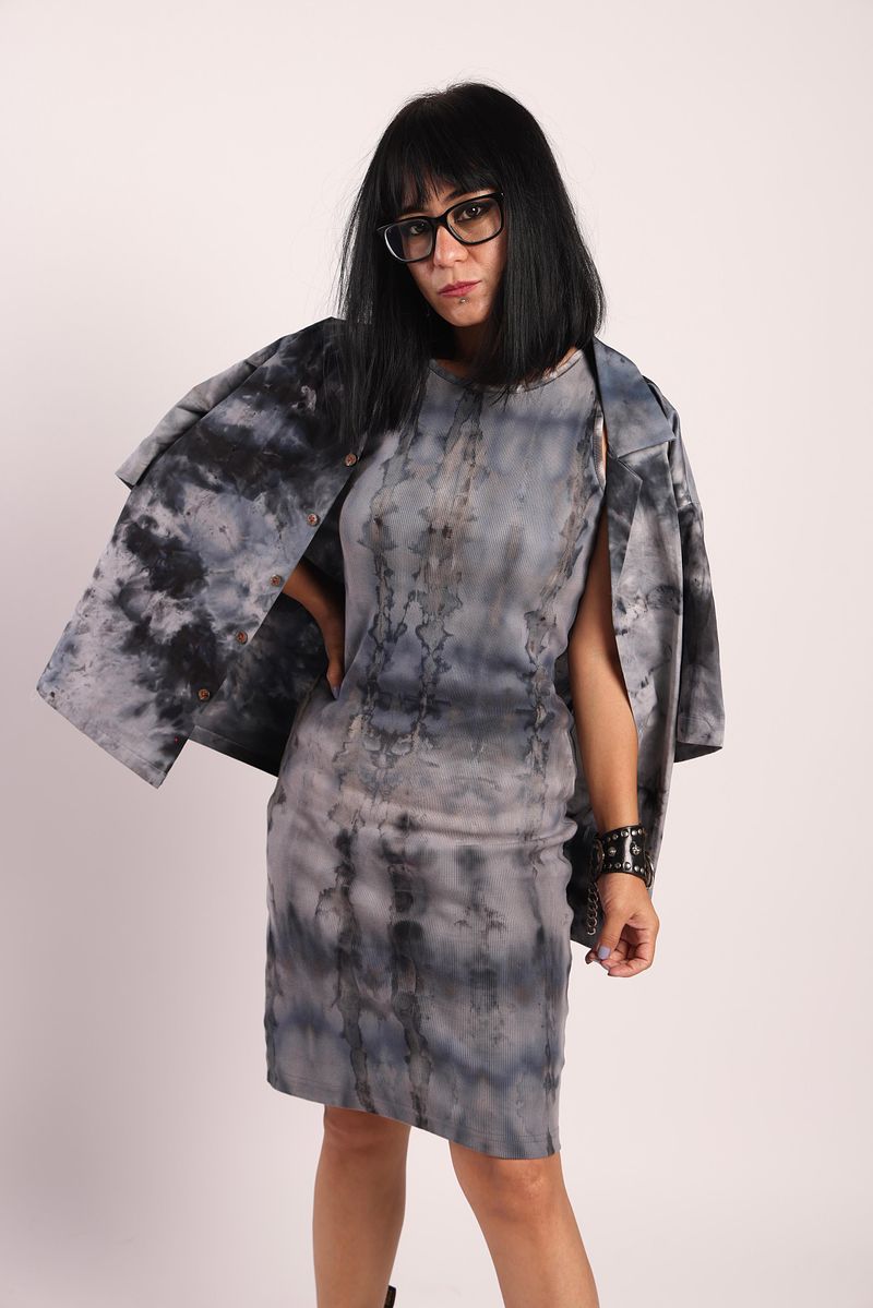 Ribbed Dress Charcoal Night (Gray Black)