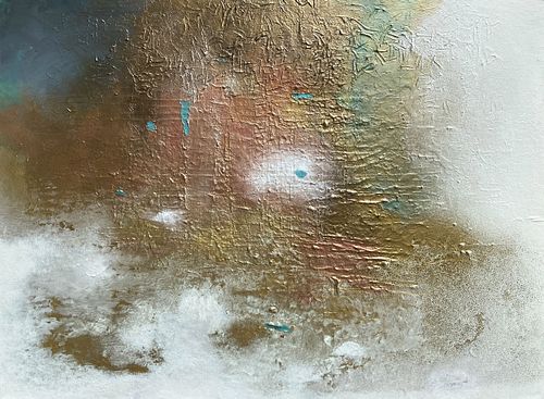 Sophisticated grey and metallic abstract painting for Zen-modern or minimalist apartment decor