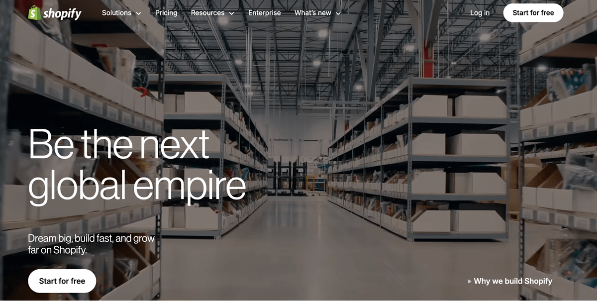 Bild der Shopify-Homepage